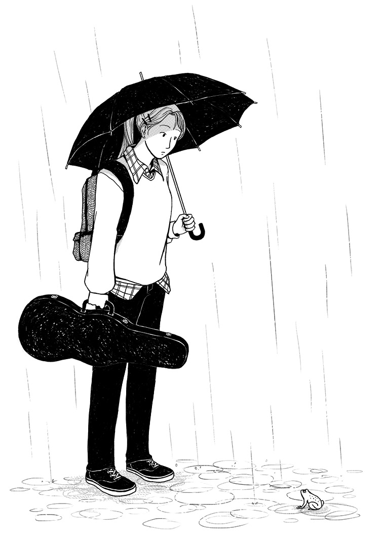 Rainy Day Meeting - art drawing by Kinomi
