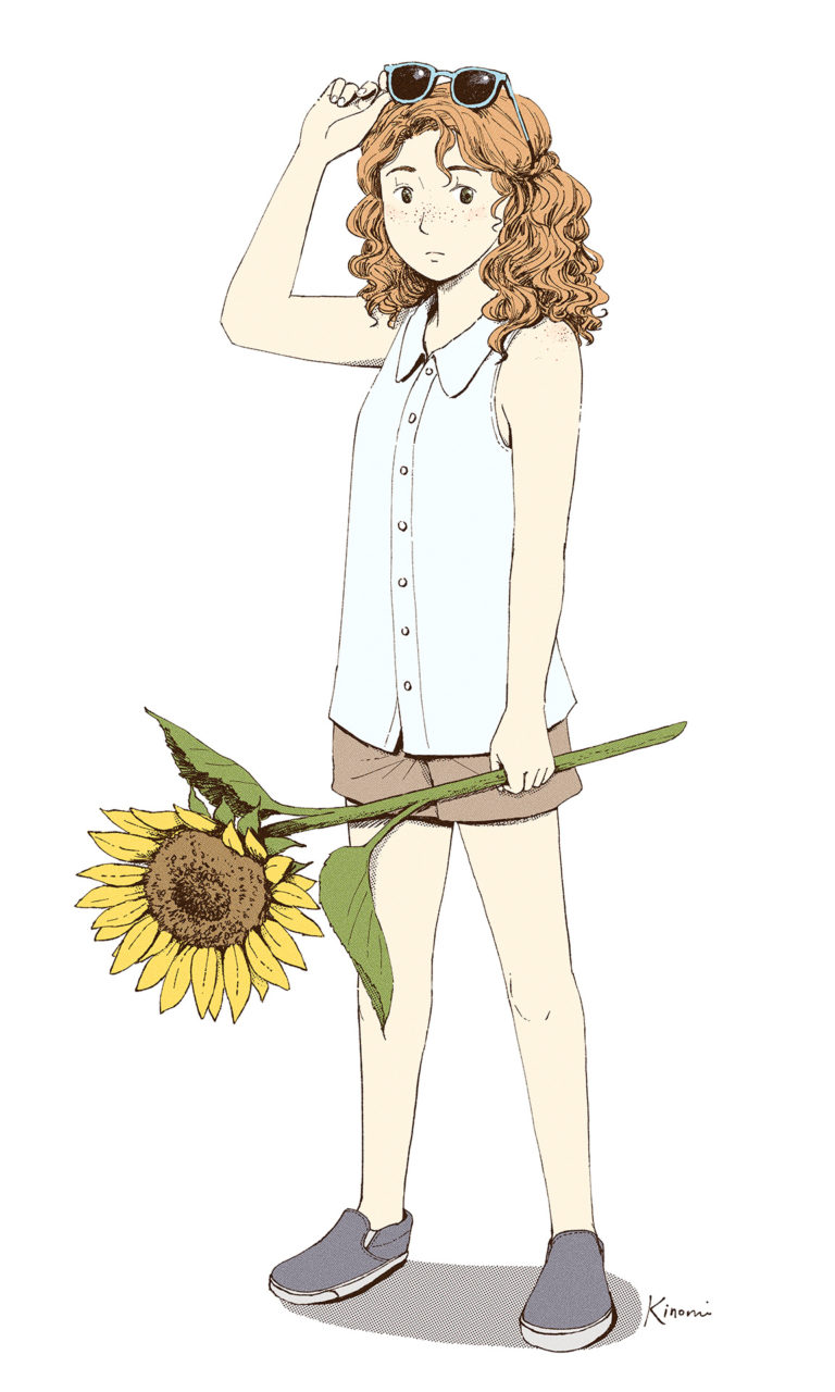 Sunflower - art drawing by Kinomi